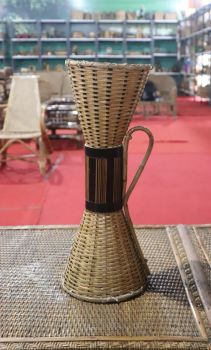Cane & Bamboo Flower Vase Stand With Handle