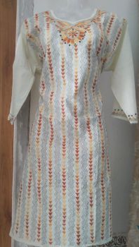 White Pure Handloom Cotton Kurti From Bengal