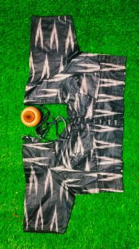 Black Temple Cotton Pad Readymade Blouse