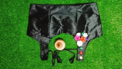 Black Flower Raw Silk Padded Ready Made Blouse