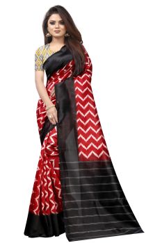 Red & Black Butter Silk Saree