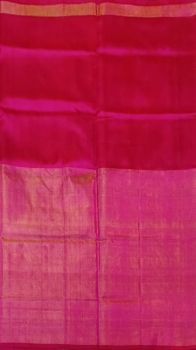 Dark Magenta Uppada Tissue Silk Saree With Pinkish Golden Border