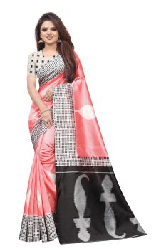 Light Pink Butter Silk Ikkat Type Of Saree