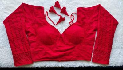 Red Full Sobsachi Kart Cotton Pad Readymade Blouse