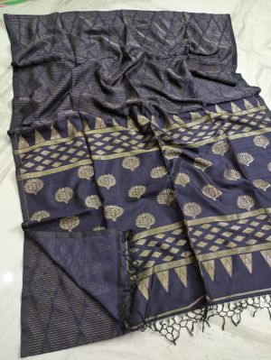 Golden Pure Handloom Silk Cotton Saree From Bengal