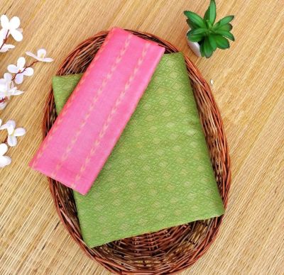 Olive Green Pure Handloom jacquard Silk Saree From Banaras