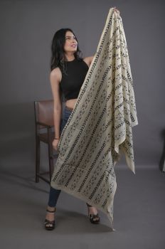 Cream Pure Handloom Katha Stitch Dupatta From Bengal