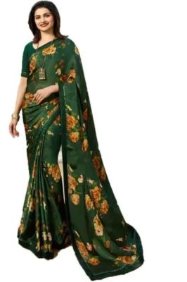 Dark Green Pure Handloom Art Silk Saree From Banaras