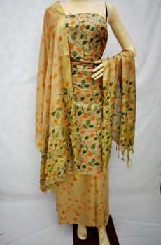 Cream & Orange Katan Silk Suit