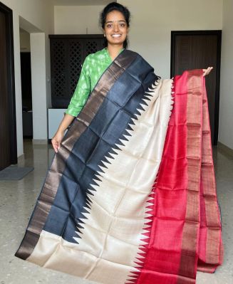 Multi Colour Pure Handloom Tussar Silk Saree From Bengal