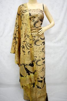 Cream & Black Katan Silk Suit