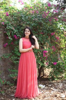 High-Neck Handworked Net Gown