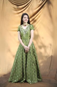Dupion Silk Embellished Gown