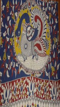 Multicolor Kalamkari saree with fancy designer pallu