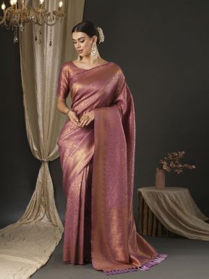 Rose Gold Party Wear Silk Saree