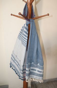 Gray And White Pure Organic Line Design Stole