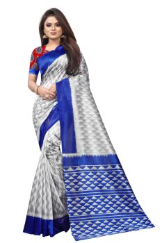 Grey & Blue Butter Silk Saree