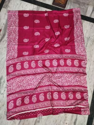 Red Pure Handloom Maheshwari Silk Cotton Saree From Bengal