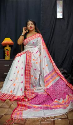 White Pure Handloom Silk Saree From Bengal