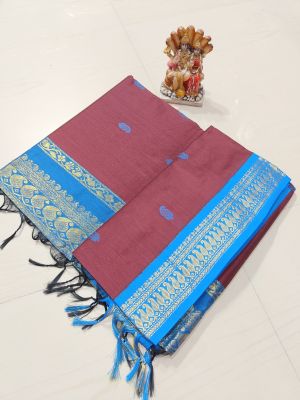 Maroon Pure Handloom Gadwal Saree From Bengal