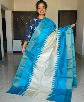 Multi Colour Pure Handloom Tussar Silk Saree From Bengal