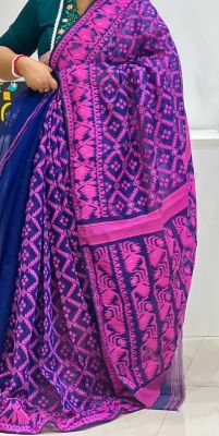 Purple Pure Handloom Dhakai Jamdani Saree From Bengal