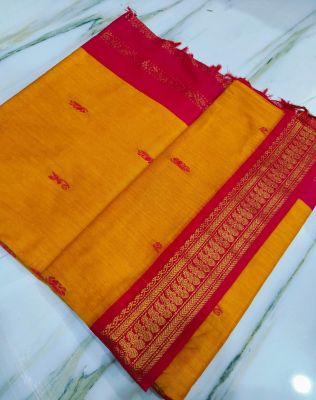Orange Pure Handloom Gadwal Saree From Bengal