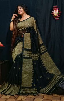 Black Ghicha Pure Handloom Organic Saree