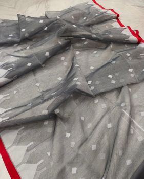 Black Pure Handloom Resham Cotton Saree From Bengal