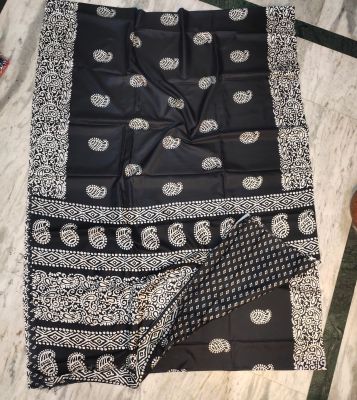 Black Pure Handloom Maheshwari Silk Cotton Saree From Bengal