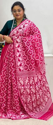 Rose Pink Pure Handloom Dhakai Jamdani Saree From Bengal