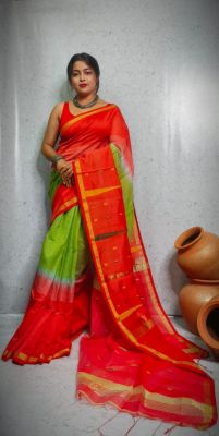 Multi Colour Pure Handloom Cotton Saree From Bengal