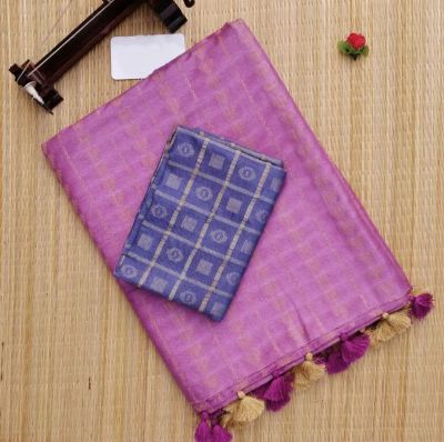 Purple Pure Handloom jacquard Silk Saree From Banaras