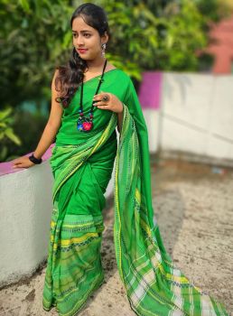 Green Begampuri Cotton Saree From Bengal