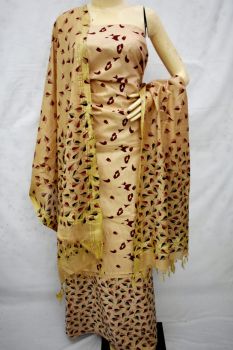 Cream & Marron Katan Silk Suit