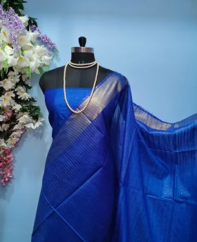 Royal Blue Pure Handloom Kota Viscose Silk Saree From Bhagalpur