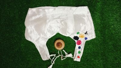 White Flower Raw Silk Padded Ready Made Blouse