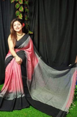 Multi Colour Pure Handloom Cotton Saree From Bengal