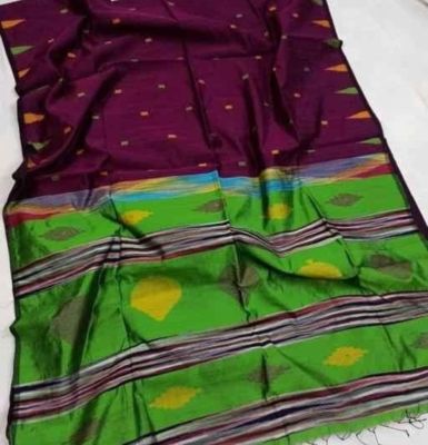 Multi Colour Pure Handloom Silk Cotton Saree From Bengal