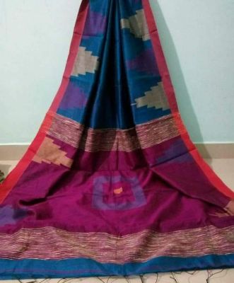 Multi Colour Pure Handloom Silk Cotton Saree From Bengal