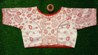  White Mango botnik Cotton Non Pad Ready Made Blause