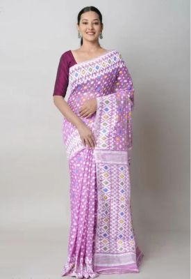 Light Purple Pure Handloom Dhakai Jamdani Saree From Bengal
