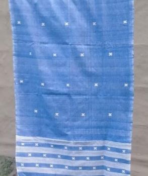 Blue Pure Handloom Butta Cotton Stole From Assam
