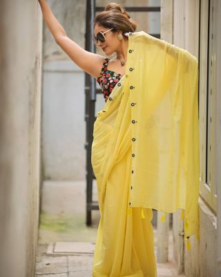 Yellow Pure Handloom Cotton Saree From Bengal