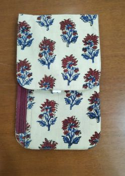 White and brown floral wallet - KB022