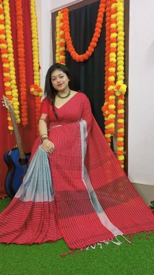 Multi Colour Pure Handloom Cotton Saree From Bengal