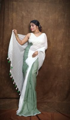 Multi Colour Pure Handloom Cotton Saree From Bengal