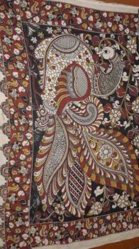 Kalamkari Printed Cotton Saree in Multicolor and designer fancy pallu