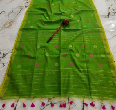 Green Pure Handloom Cotton Saree From Bengal