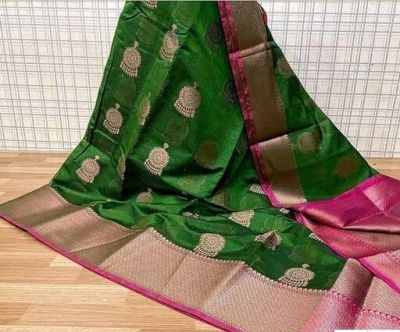 Green Maheshwari Silk Cotton Saree From Banarasi